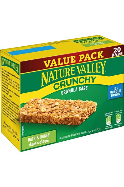 Nature Valley جرانولا بار، علبة واحدة × ٢٠ - شوفان مقرمش وعسل