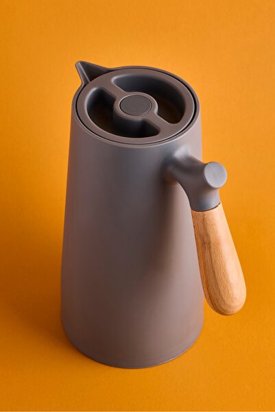 Perotti Niva Nordic Bamboo Handle Glass Vacuum Thermos 1000 ml Gray