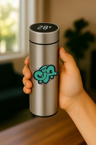 BSE Smart Stainless Steel Thermos | Arabic Design “Try It” ☕🔥 | Digital Touchscreen 500ml