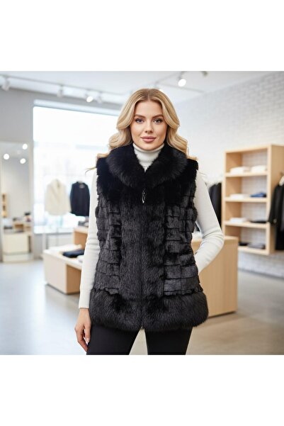 ihaoo Women's faux fur lined vest with zipper