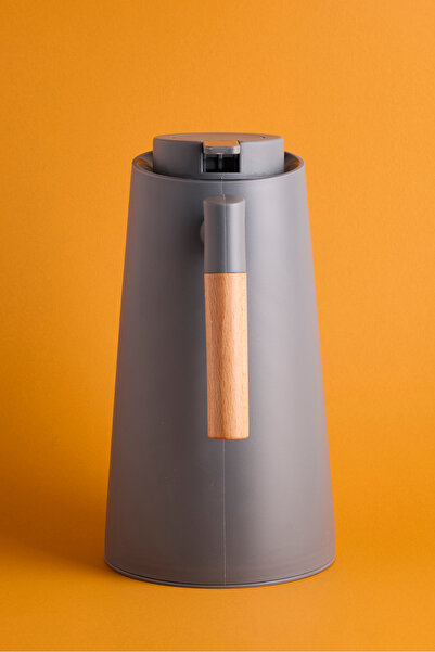 Perotti Aster Nordic Bamboo Handle Glass Vacuum Thermos 1000 ml Gray