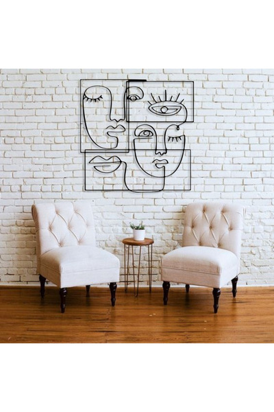 STE Soyut Yüz Metal Duvar Dekoru – Modern Minimalist Sanat Tablosu Ev Ofis Dekoru
