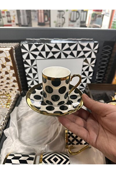 Kosova Black and White Different Patterned Coffee Cup Set