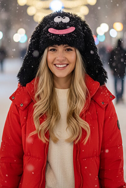 CAŞ DEKORASYON Black Color Monster Plush Hat