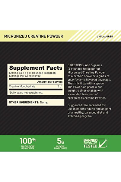 Optimum Nutrition Micronized Creatine Monohydrate Powder - Unflavored, 300 g