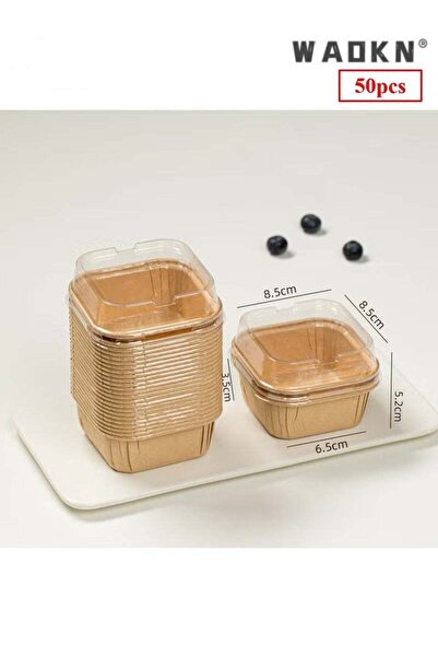 Generic WAOKN 50-Piece Disposable Square Paper Cups With LIDS, Cupcake Special Cake Box Packaging Box