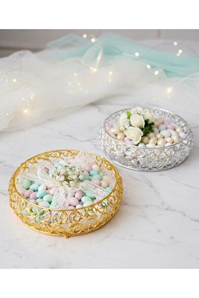 Butik Center Gold and Silver Color Empty Ornament Tray – Wedding, Promise, Engagement, Mevlüt