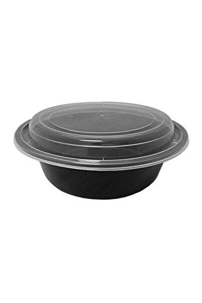 Generic SNH Packing Microwave Container Black Round With Lid 48 Ounces Pack of 12 Pieces.