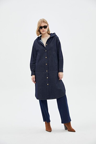 Zühre Hooded Denim Giy Çık Kap 0204