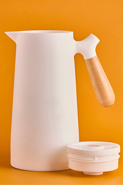 Perotti Niva Nordic Bambu Saplı Cam Vakumlu Termos 1000 ml Beyaz