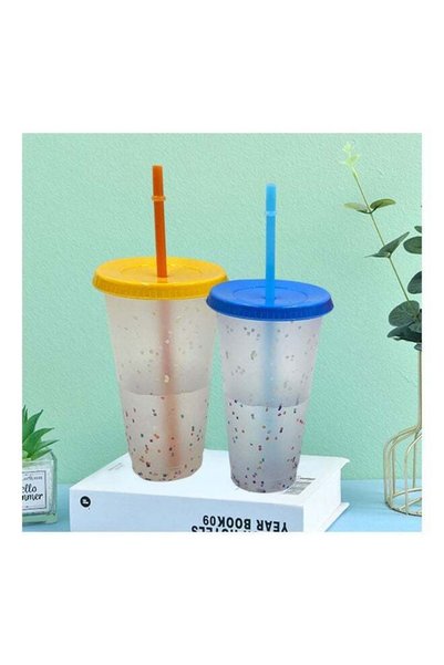 Generic Water Bottle Cup With Lid And Straw Blue