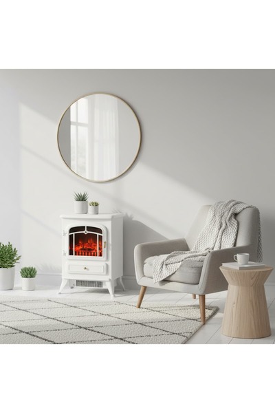 GUNBO HOME Elektrikli Şömine Beyaz 1850 W Metal Kasa, Fanlı şömine, Şömine Soba