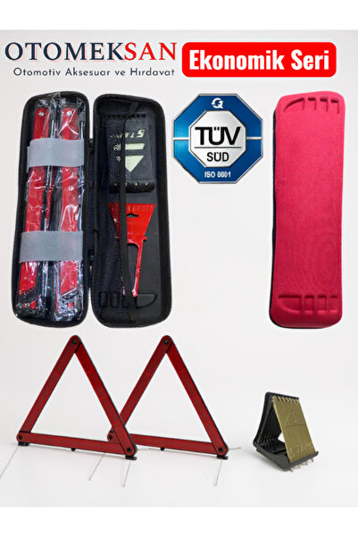 OTOMEKSAN EVA Çantalı Trafik Seti (Ekonomik Seri) – 2 Reflektör + Teker Takozu + Cam Buz Kazıyıcı | Aracınızın