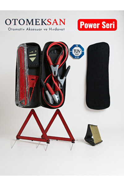 OTOMEKSAN EVA Çantalı Trafik Seti – Power Seri | Akü Takviye Kablosu + 2 Reflektör + Teker Takozu + Cam Kazıyı