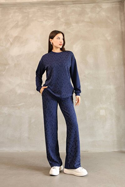 NOSSO طقم بدلة رياضية نسائية مكونة من قطعتين من قماش مودال ناعم ومريح ومزين ب...