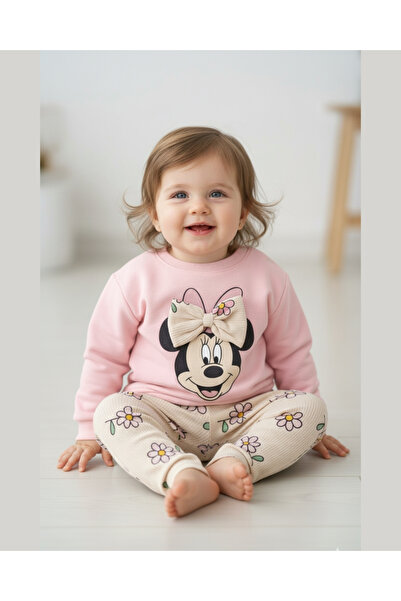 asliva مجموعة شخصيات فتاة صغيرة مع فيونكة مطبوع مكونة من قطعتين – بودرة / ورد...