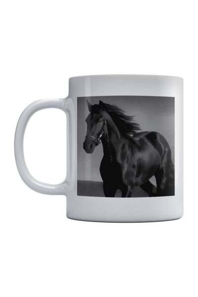 Generic Atiq Horse Printed Coffee Mug White/Black/Grey 350ml