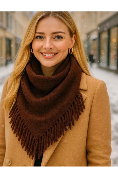Blotch Brown Tassels Cool Style and Stylish Style and Fashion Icon Triangle Knitwear Shoulder Shawl 160*50 cm