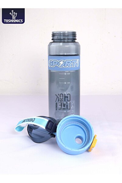 Generic Toshionics Sporti Chok MG Motivational Water Bottle 1000ML BPA-Free Plastic with Time Marker and Ca