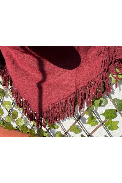 Blotch Burgundy Color Tassels Cool Style and Stylish Style and Fashion Icon Triangle Knitwear Shoulder Shawl 160*50 cm