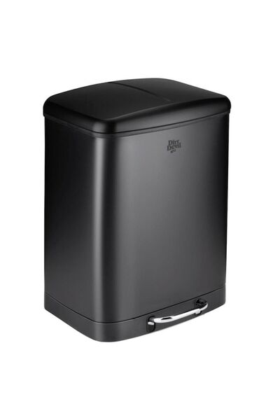 DİRT DEVIL 2-compartment trash bin, 2 x 12 L, stainless steel, soft-close, black