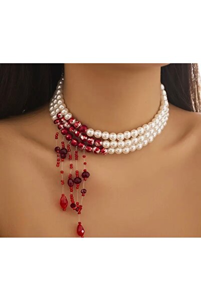 sunandjoy Halloween gotik inci kolye, cadılar bayramı