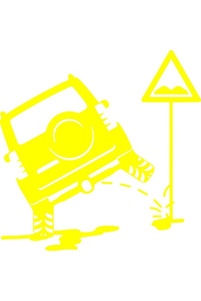 Oracal Car sticker "I don't care if there are potholes, I have a 4x4", 20x20cm, yellow