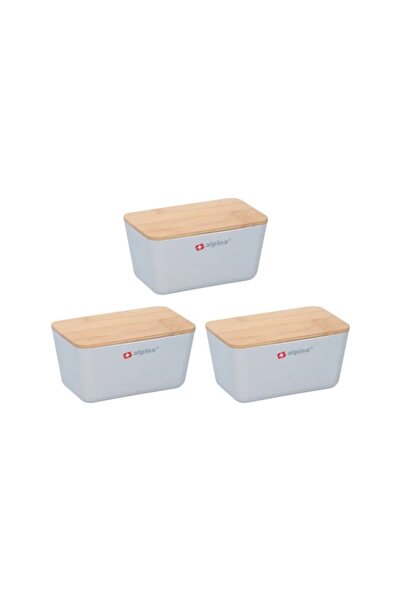 Alpina Set of 3 food storage containers with lids, Alpina, 0.5 L, white