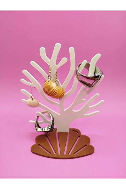 Atsutech White Coral Design Jewelry Tree and Seashell Tray - 3D Printing Jewelry Hanger