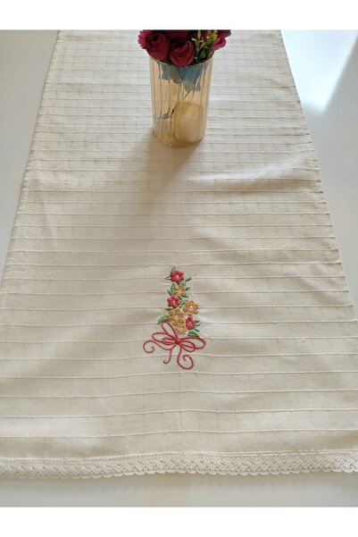 denizli hatırası Runner Buldan Monica, țesătură brodată natural autentic, 47x110 cm