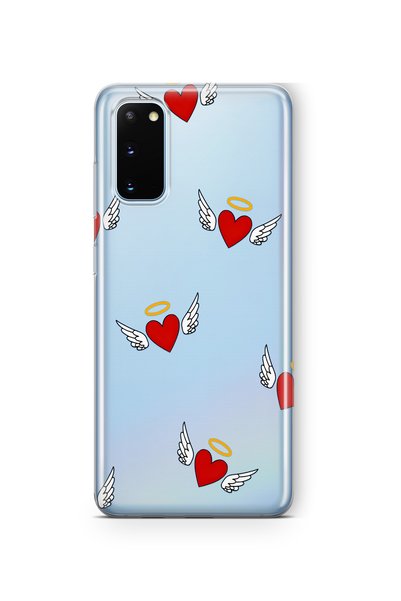 FLAMENKO Samsung Galaxy S20 Compatible Angel Heart Pattern Transparent Phone ...