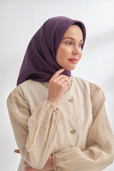 ARMANDA Premium %100 Twill İpek Eşarp Düz Çift Taraflı İpek Silk - Mürdüm