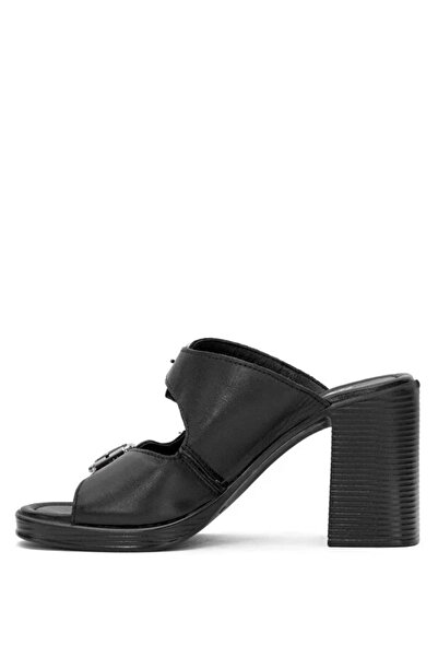 Venüs Women's Genuine Leather Heeled Slippers 25322561Y