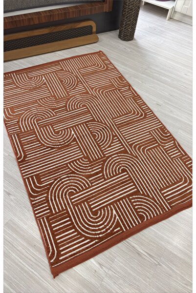 Just Arte Bohem Şönil Kilim Makinada Yıkananabilir Turuncu Mutfak Halısı Deko...