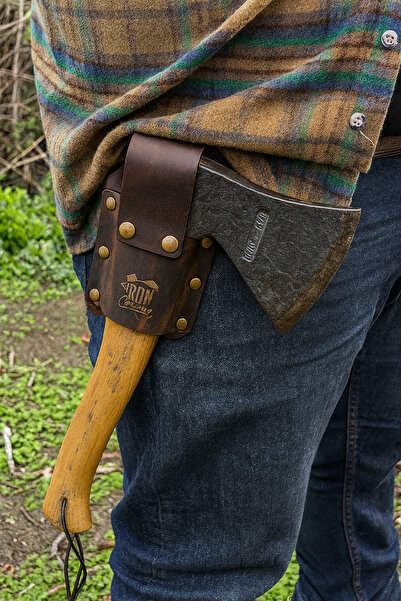 ironcaravan Deri Balta Askısı-Deri Kamp Balta Taşıma Askısı Küçük ve Orta Tip...