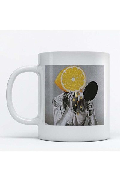 Generic Atiq Lemon Printed Mug White/Grey/Yellow 9.2x7.7cm