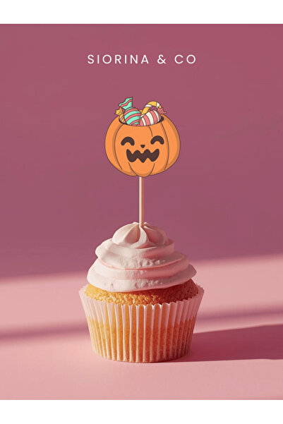 Siorina Co & Event Halloween Pumpkin Theme Toothpick Cupcake Toppers Pastry T...