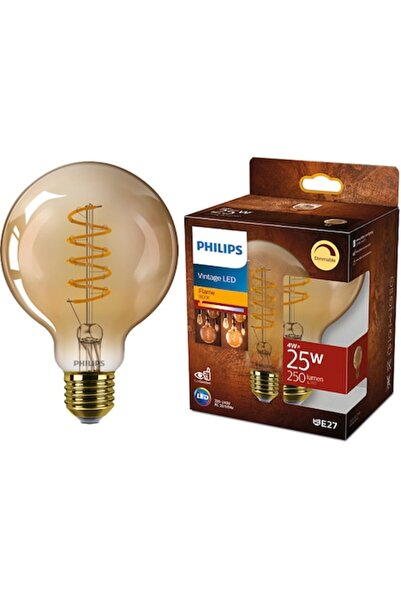 Philips Bec LED clasic G93 vintage, reglabil, E27, 4W (25W), 250 lm, 1800K, a...