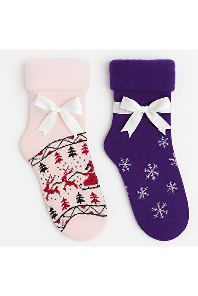 Muraty مجموعة من جوارب شتوية ملونة حرارية مكونة من قطعتين - مبطنة بالقطيفة من...