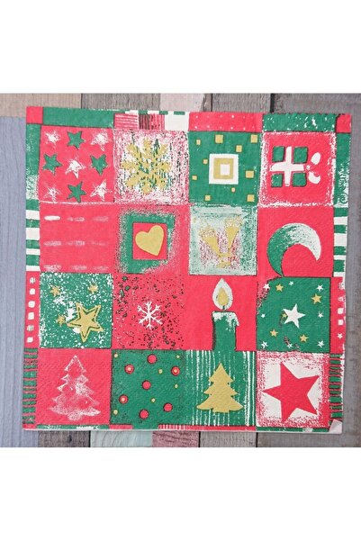 Yenigeldi White Christmas Motif Napkin Christmas Tree Ornaments Illustrated Decorative Appearance