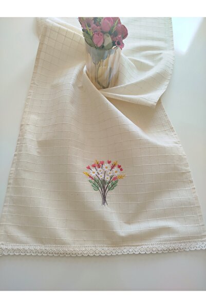 denizli hatırası Buldan Monica Fabric Authentic Natural Embroidered 47X110 cm Runner