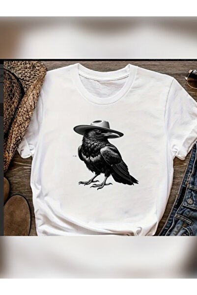 TİMİSİVA Unisex oversized Ş.KARGA με τύπωμα 100% βαμβάκι 30/1 με κοντό μανίκι...