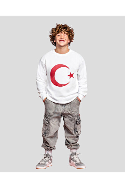 Biberium Moon Star Printed Long Sleeve Circular Neck Unisex T-Shirt-364766