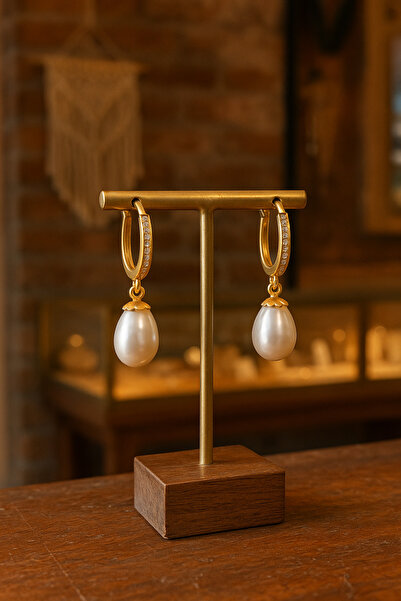 Soleildor Damla İnci Gümüş Küpe