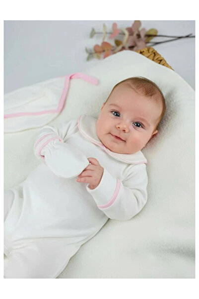 BEBERAZZİ طقم ياقة دائرية بدلة مع قبعة لورا حواف أسطوانية باللون الوردي