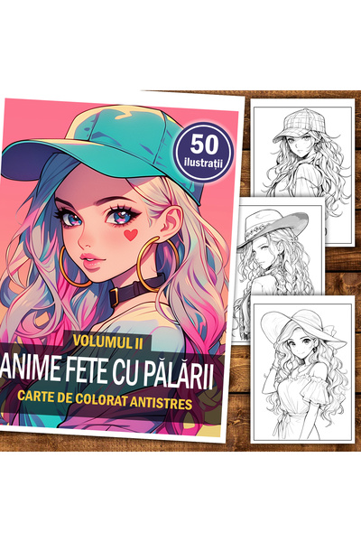 Legendary Gifts Книга за рисуване, 50 илюстрации, Аниме момичета с шапки - то...