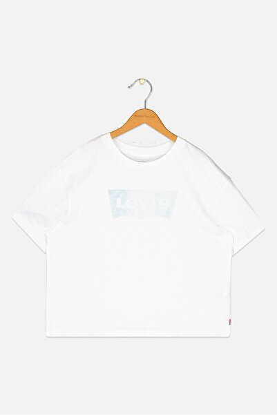 Levi's Kids Girl Round Neck Short Sleeves Brand Logo Tops, White