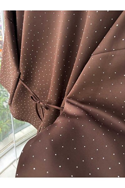 merve ada design TAŞLI SCUBA TAKIM - KAHVE