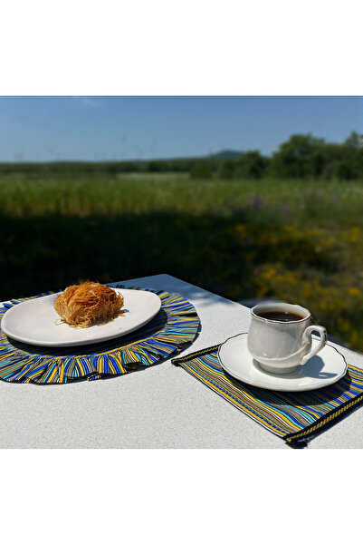 KAYA HOME DECOR BELONG 4 ADET AMERİKAN SERVİS 4 ADET KAHVE SUNUM PEÇETESİ SUP...