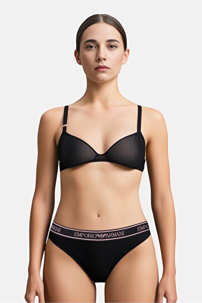 Emporio Armani Women Brand Logo Panties, Black